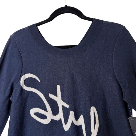 NEW Nic+Zoe Navy French Terry “Style Doesn’t Stop” Tunic Sweater/Top Sz M Preppy - Picture 3 of 13